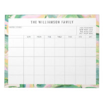 Simple Abstract Art Green Family Planner Calendar  Notepad