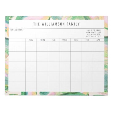 Simple Abstract Art Green Family Planner Calendar  Notepad