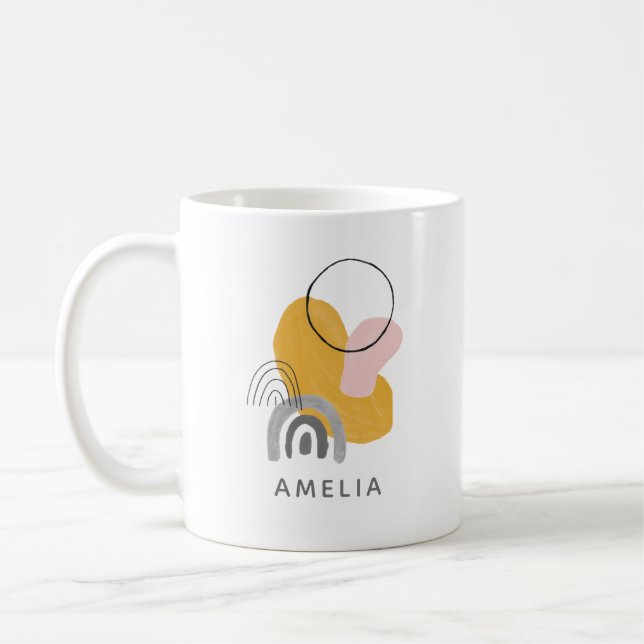 Simple Abstract Boho Shapes Cute Personalized Coffee Mug (Left)