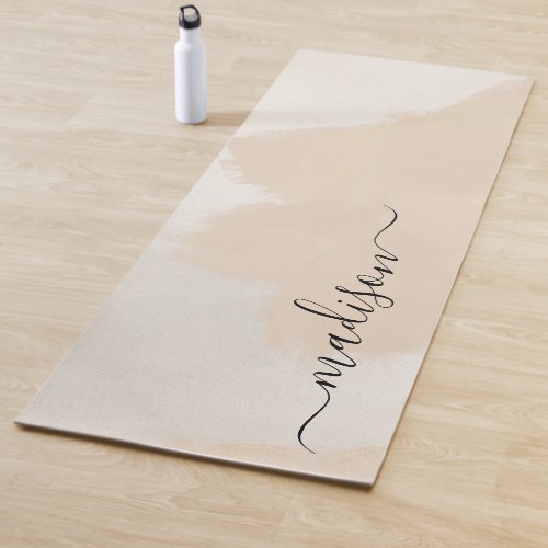 Simple Abstract Boho Watercolor Custom Name Yoga Mat