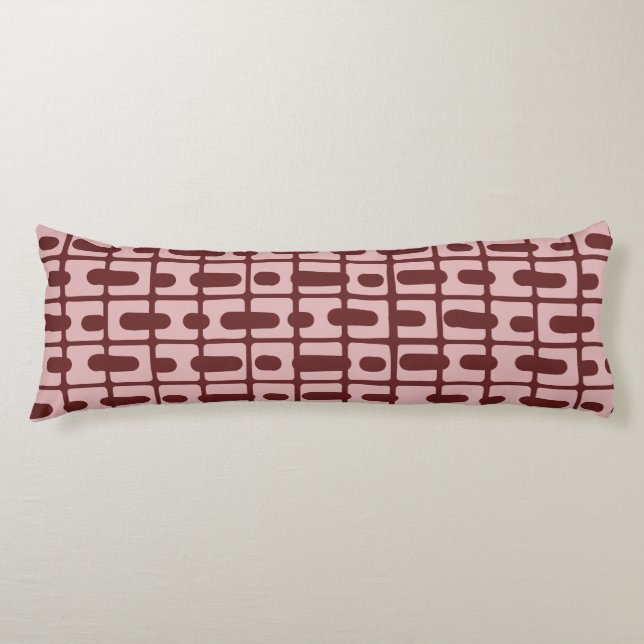 Simple Abstract Burgundy Pink Pattern Body Pillow (Front)
