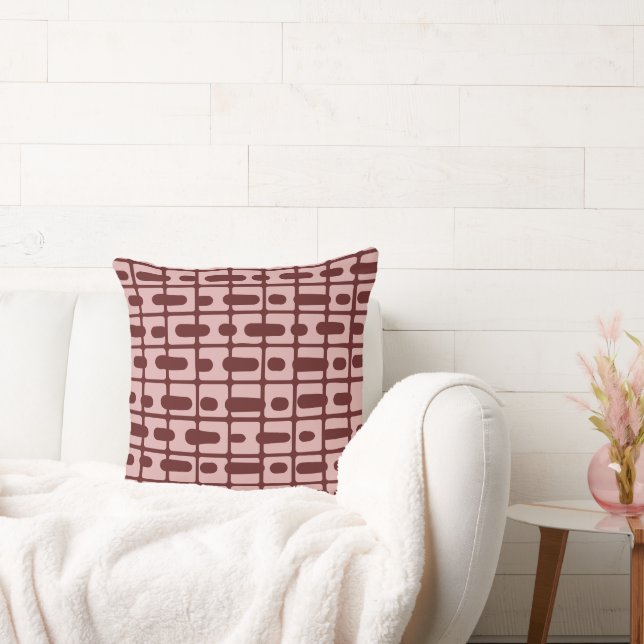 Simple Abstract Burgundy Pink Pattern Throw Pillow (Couch)