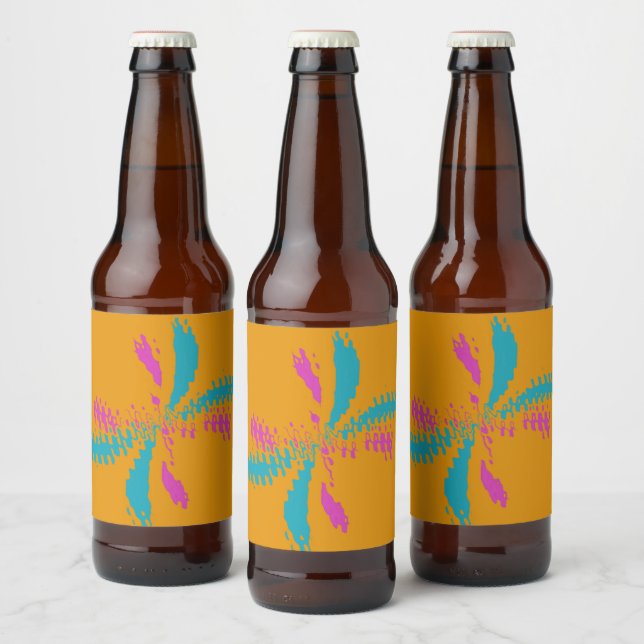 Simple Abstract Butterfly Flight Messy Pattern Beer Bottle Label (Bottles)