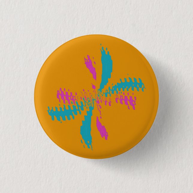 Simple Abstract Butterfly Flight Messy Pattern Button (Front)