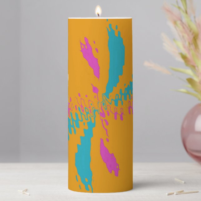 Simple Abstract Butterfly Flight Messy Pattern Pillar Candle (In Situ)