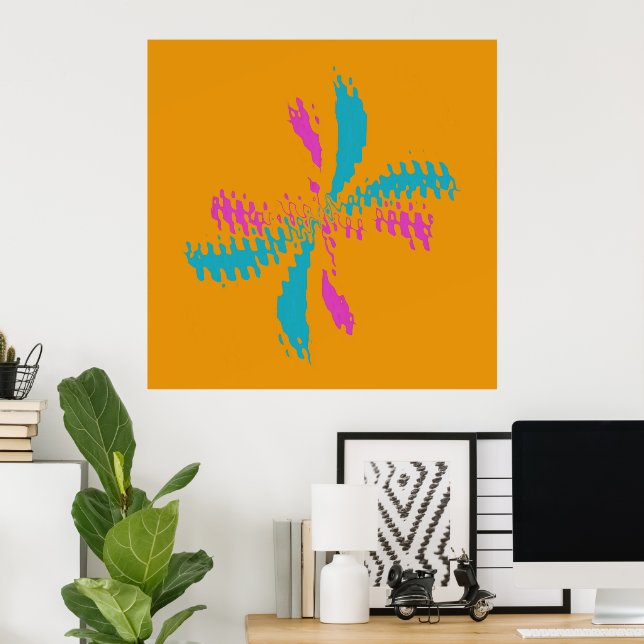 Simple Abstract Butterfly Flight Messy Pattern  Poster (Home Office)