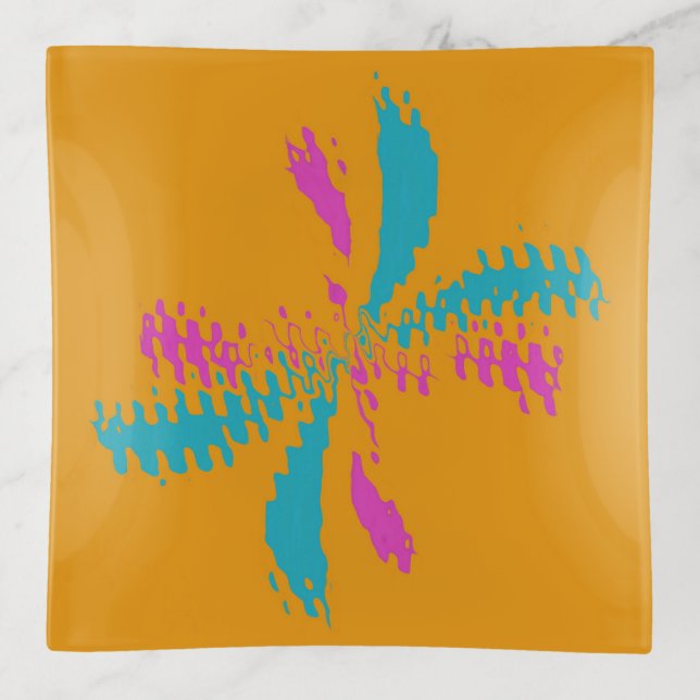 Simple Abstract Butterfly Flight Messy Pattern Trinket Tray (Front)