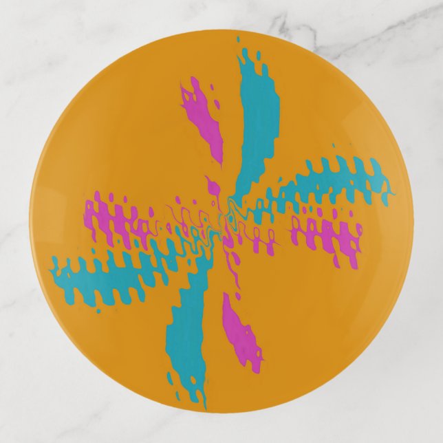 Simple Abstract Butterfly Flight Messy Pattern Trinket Tray (Front)