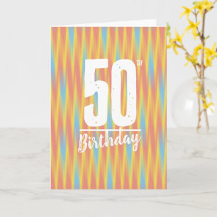 Simple abstract colorful wave lines 50th birthday card