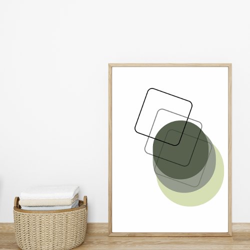 Simple Abstract Minimal Boho Style Circles Squares Poster