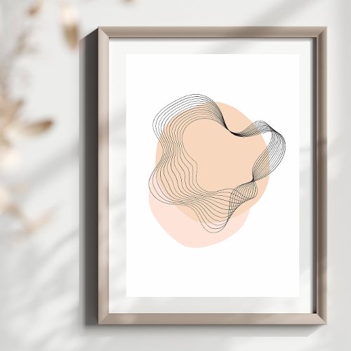 Simple Abstract Minimal Boho Style Circles Waves Poster