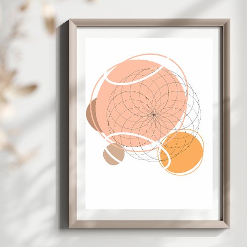 Simple Abstract Minimal Boho Style Circles Waves Poster