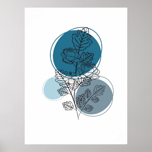 Simple Abstract Minimal Boho Style Floral Flowers Poster