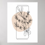 Simple Abstract Minimal Boho Style Floral Flowers  Poster