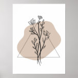 Simple Abstract Minimal Boho Style Floral Leaf  Poster