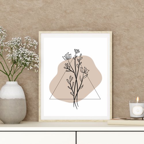 Simple Abstract Minimal Boho Style Floral Leaf  Poster