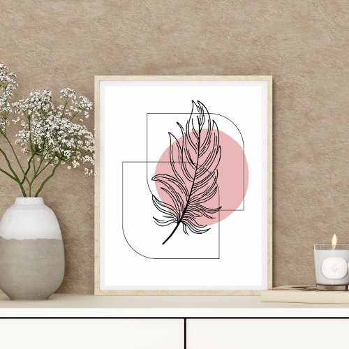 Simple Abstract Minimal Boho Style Leaf Design Poster