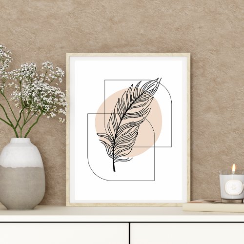 Simple Abstract Minimal Boho Style Leaf Design Poster