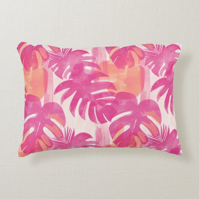 Simple abstract pattern with leaves of monstera, f accent pillow (Front)