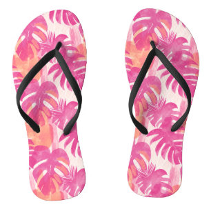 Simple abstract pattern with leaves of monstera, f flip flops