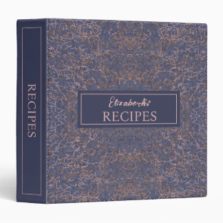 Simple Abstract Thread Art BluePattern Custom Name 3 Ring Binder