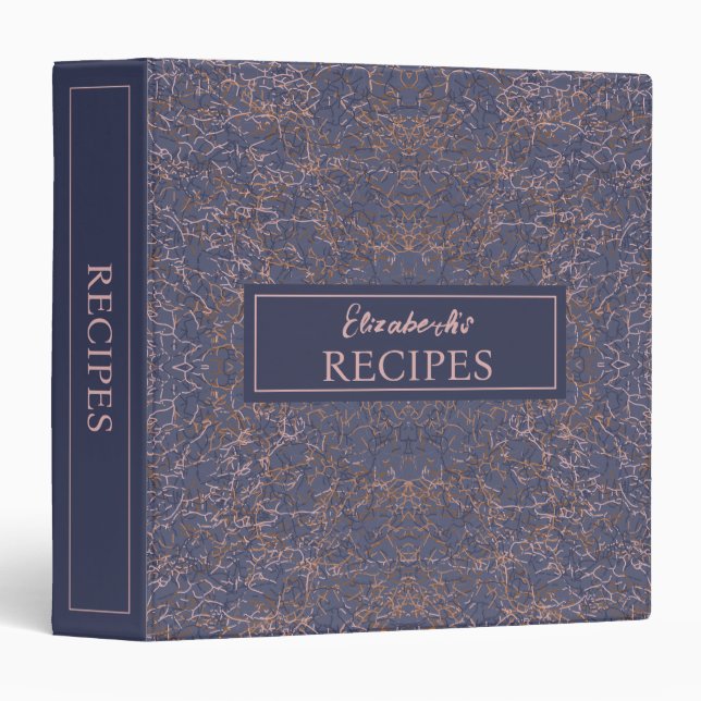 Simple Abstract Thread Art BluePattern Custom Name 3 Ring Binder (Front/Spine)