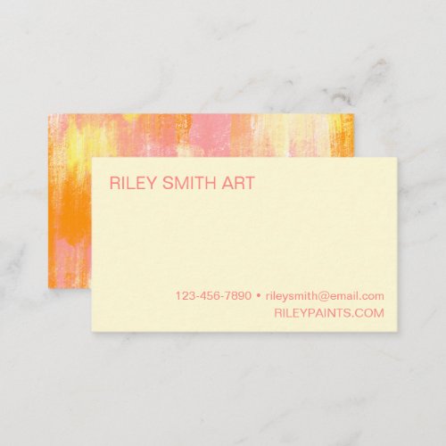 Simple Abstract Watercolor Orange Yellow Pink  Business Card