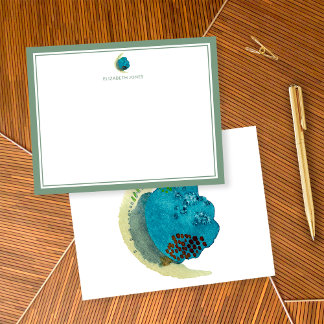 Simple Abstract Watercolor Personalized Stationery Note Card