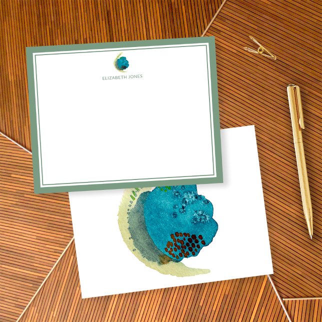 Simple Abstract Watercolor Personalized Stationery Note Card (Front/Back)