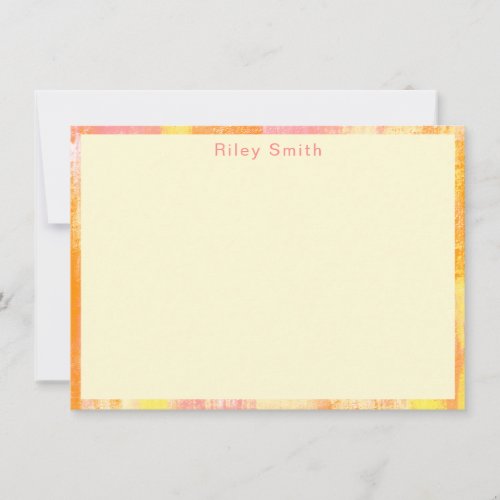 Simple Abstract Yellow Pink Boho Chic Watercolor  Note Card