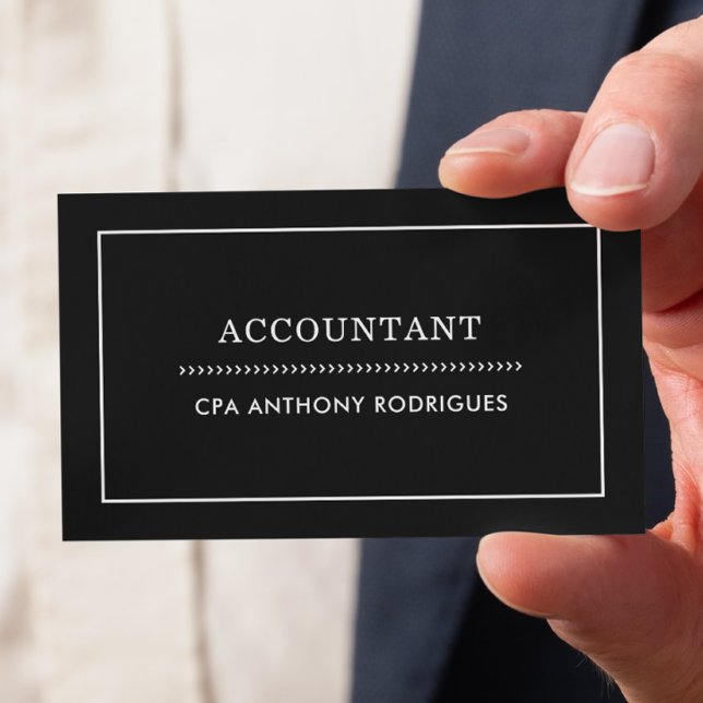 Simple Accountant Black Business Card (Front of card shown in 3.5 x 2.0 inch, customize the back  with your name, phone, email, address.)
