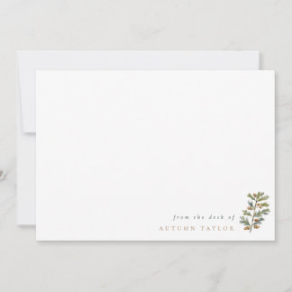 Simple Acorns & Leaves Fall Personalized Note Card