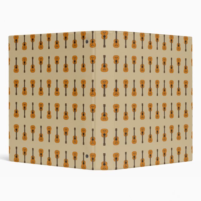 Simple Acoustic Guitar Cartoon 3 Ring Binder (Background)