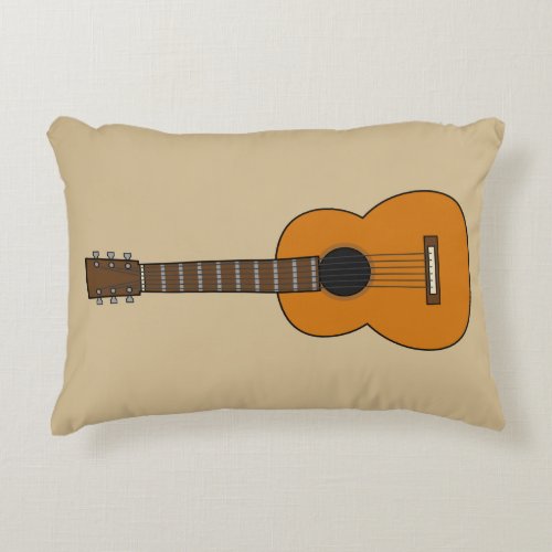 Simple Acoustic Guitar Cartoon Accent Pillow