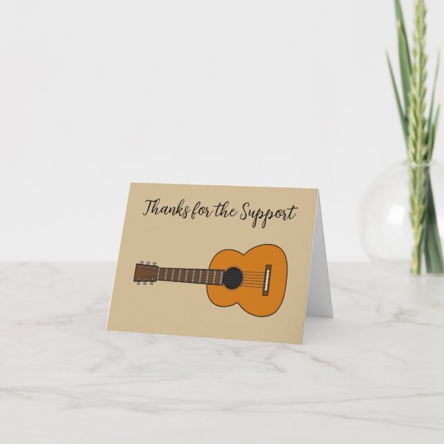 Simple Acoustic Guitar Cartoon | Add Text Thank You Card (Front)