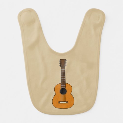 Simple Acoustic Guitar Cartoon Baby Bib
