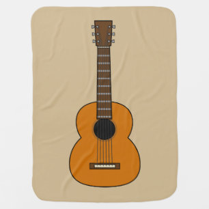 Simple Acoustic Guitar Cartoon Baby Blanket