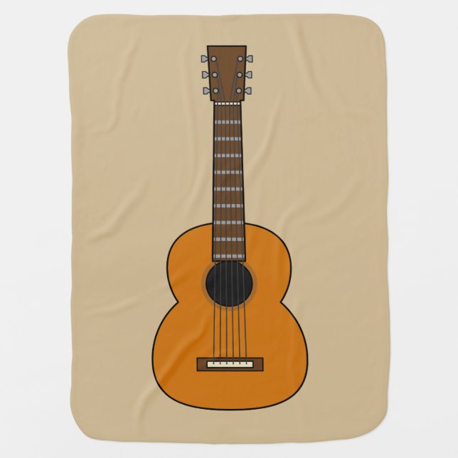 Simple Acoustic Guitar Cartoon Baby Blanket (Front)
