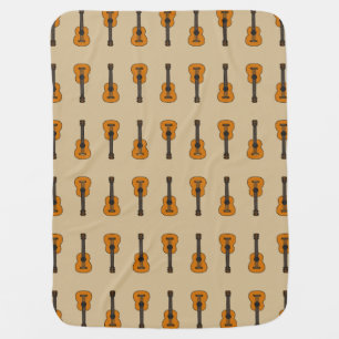 Simple Acoustic Guitar Cartoon Baby Blanket