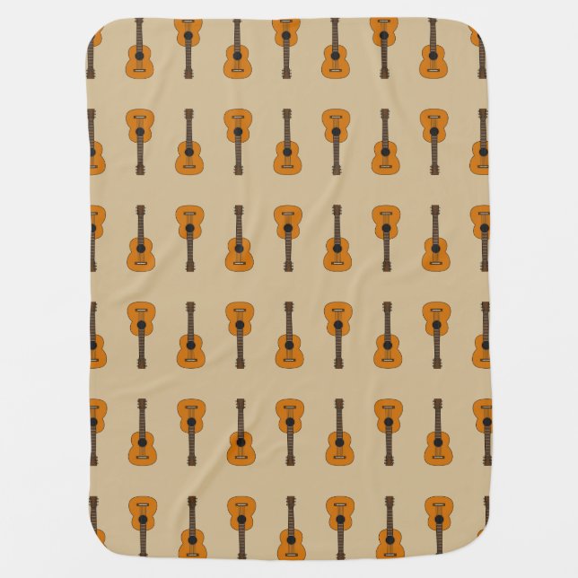 Simple Acoustic Guitar Cartoon Baby Blanket (Front)