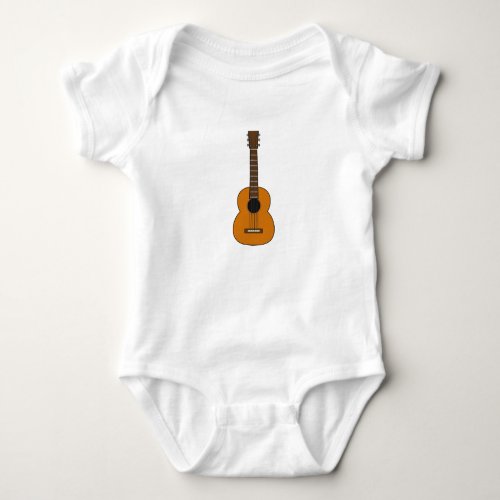 Simple Acoustic Guitar Cartoon Baby Bodysuit