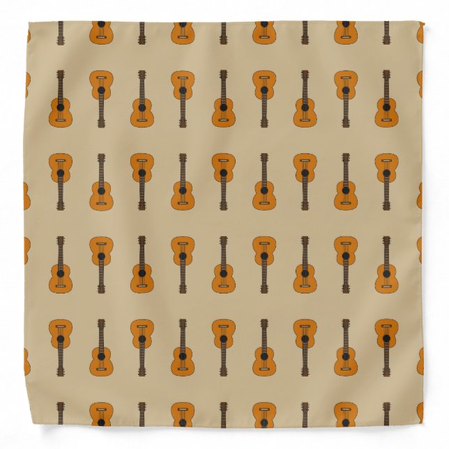 Simple Acoustic Guitar Cartoon Bandana (Front)