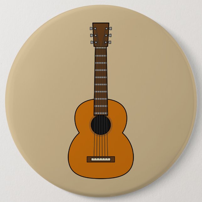 Simple Acoustic Guitar Cartoon Button (Front)