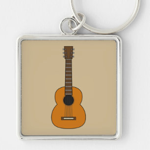 Simple Acoustic Guitar Cartoon Keychain