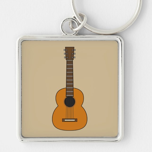 Simple Acoustic Guitar Cartoon Keychain (Front)