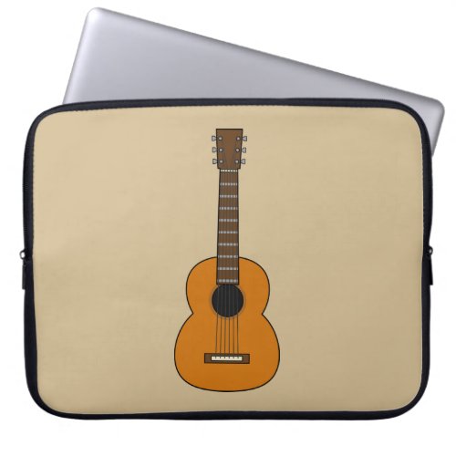 Simple Acoustic Guitar Cartoon Laptop Sleeve