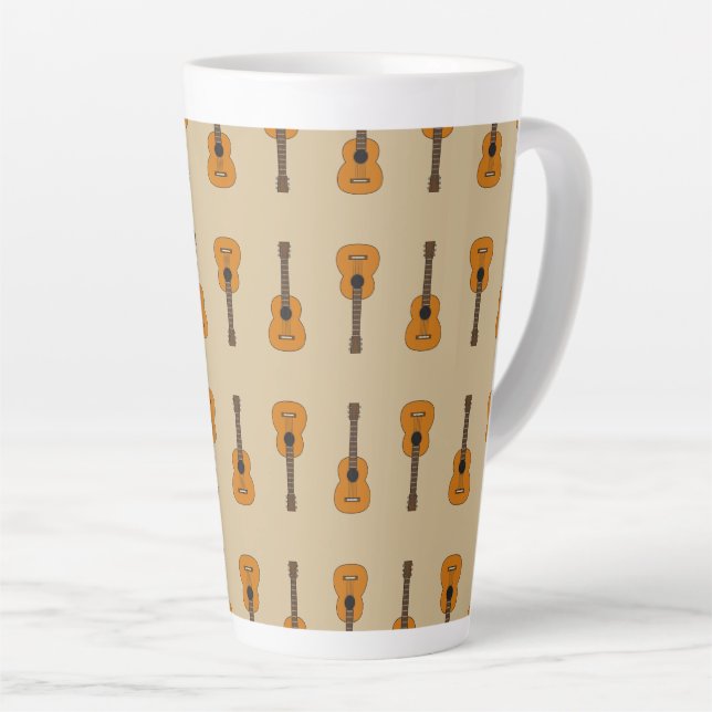Simple Acoustic Guitar Cartoon Latte Mug (Right Angle)