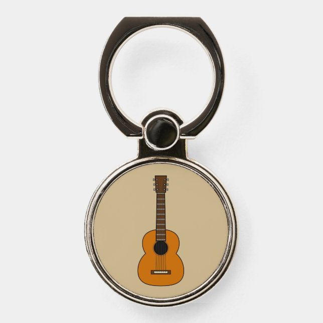 Simple Acoustic Guitar Cartoon Phone Ring Stand (Front)