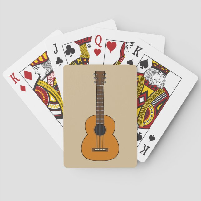 Simple Acoustic Guitar Cartoon Poker Cards (Back)