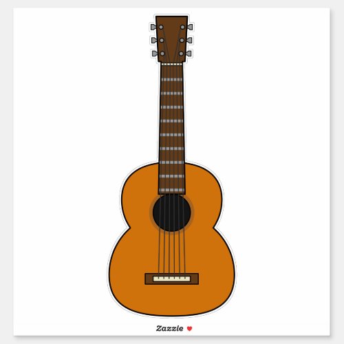 Simple Acoustic Guitar Cartoon Sticker